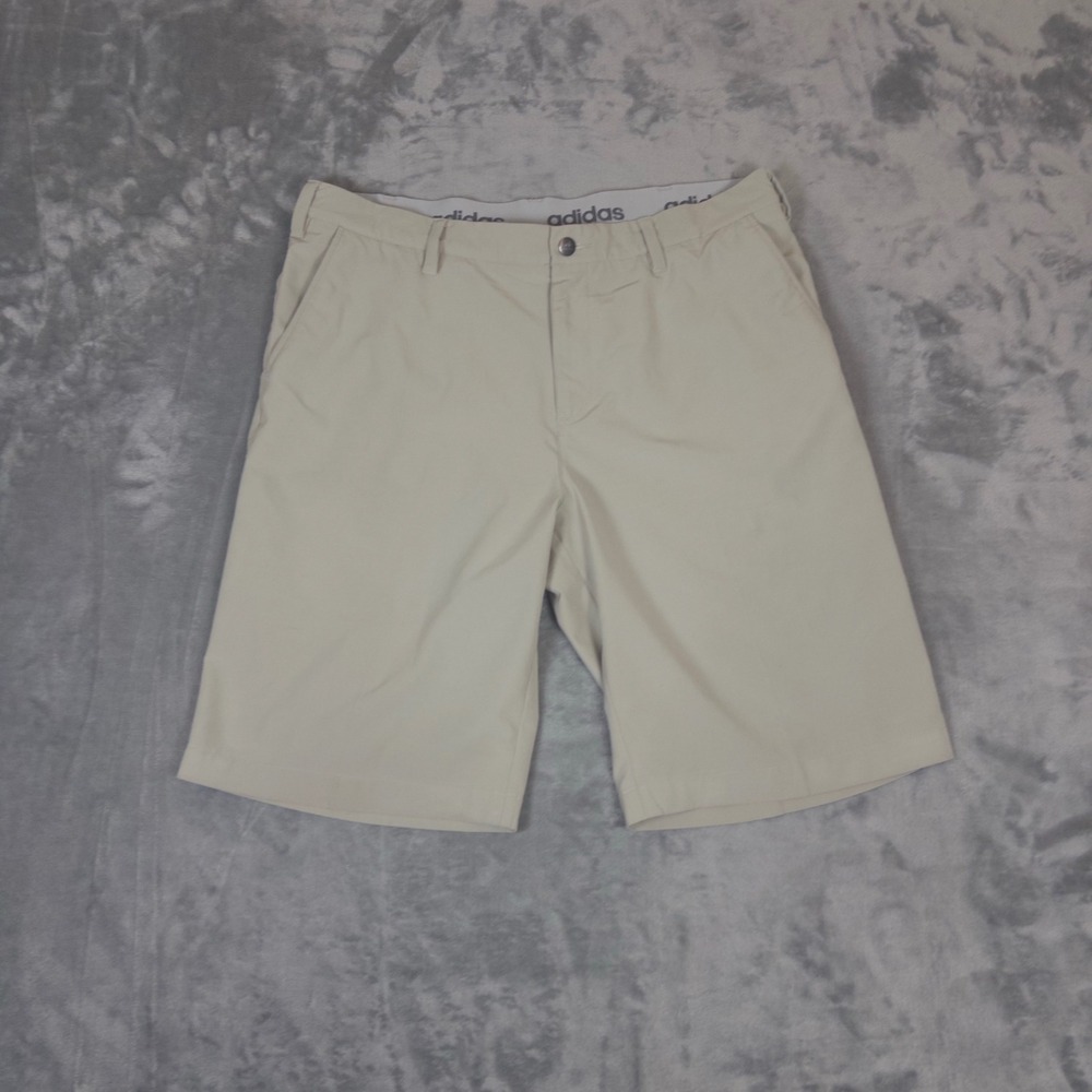 Adidas Golf Shorts Mens 35 Beige Performance Stretch Flat Front Activewear